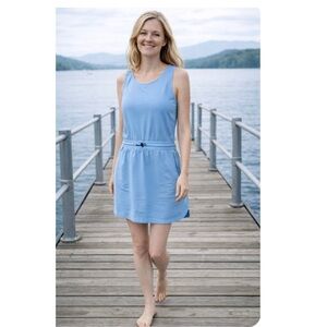 🌺 TELLURIDE Light Blue Airy Windsurfer Utility Sleeveless Dress NWT XL